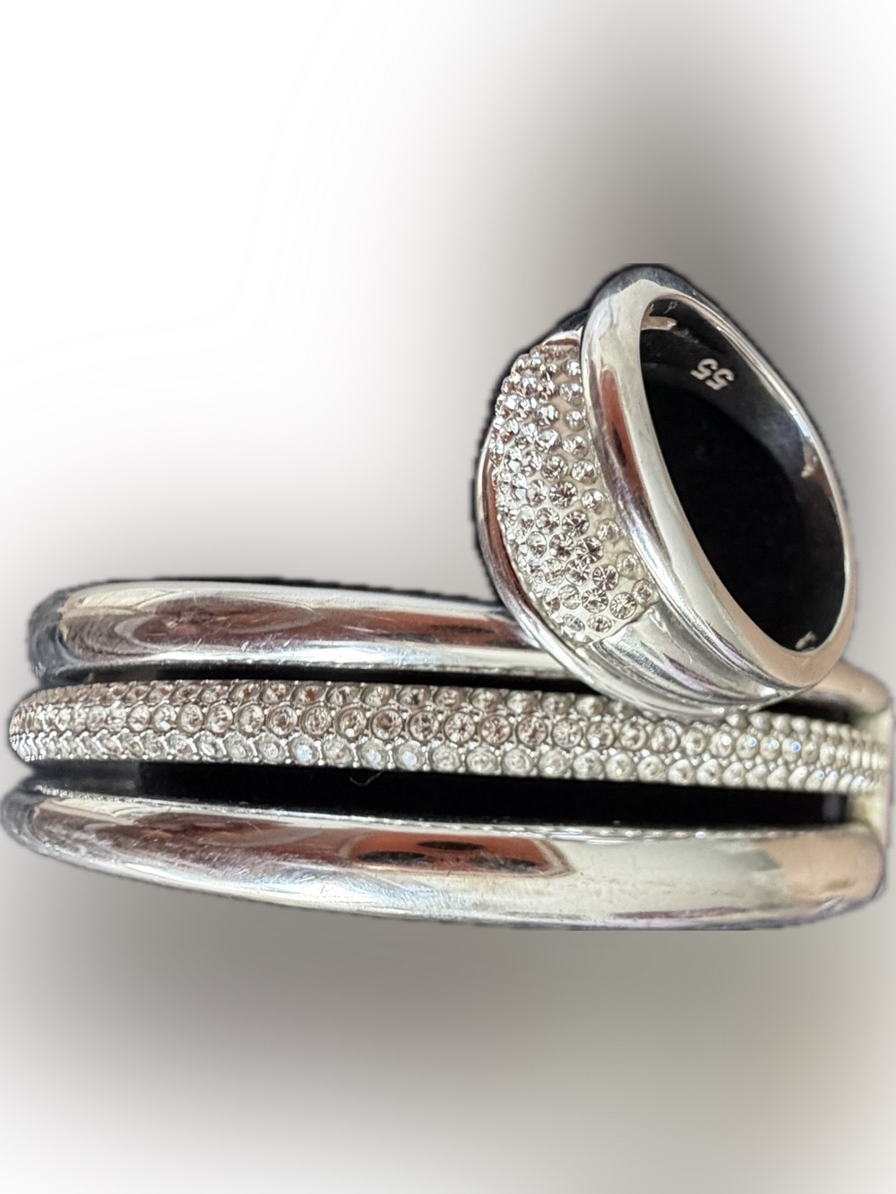 ✨ SWAROVSKI CRYSTALDUST BANGLE & PAVÉ STATEMENT RING SET ✨